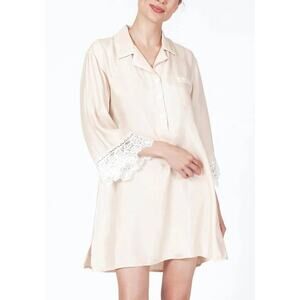 Rya Rosey Champagne Cream Ivory Lounge Sleep Shirt S Bridal Nightdress Boudoir